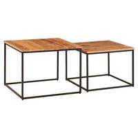 Konferenční stůl barvy akácie - černá/barvy akácie, Moderní, kov/dřevo (60/60/46cm) - MID.YOU