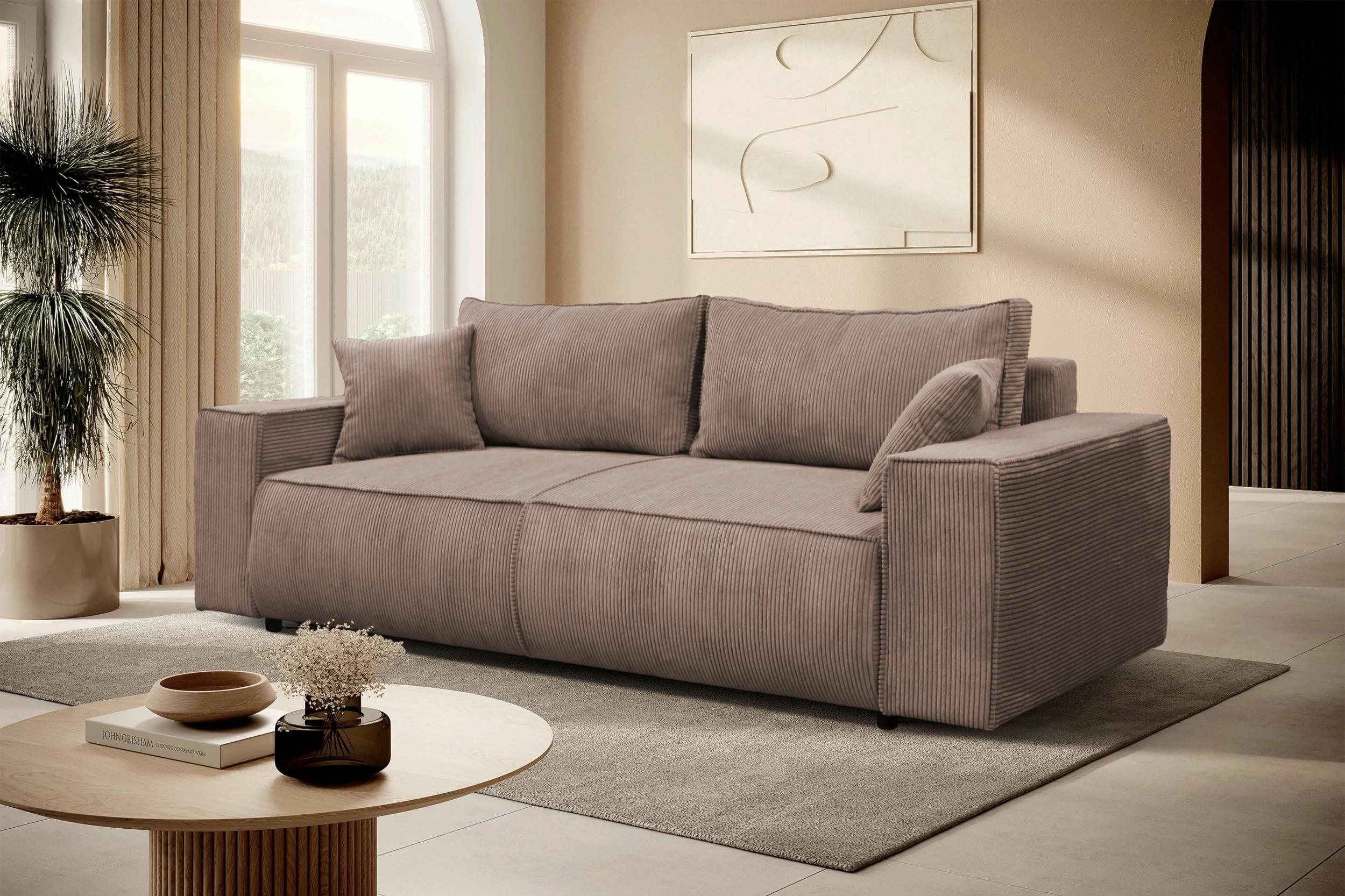Schlafsofa Loft Rosa B: 255cm - Schwarz/Rosa, Design, Textil (255/90/97cm) - MID.YOU