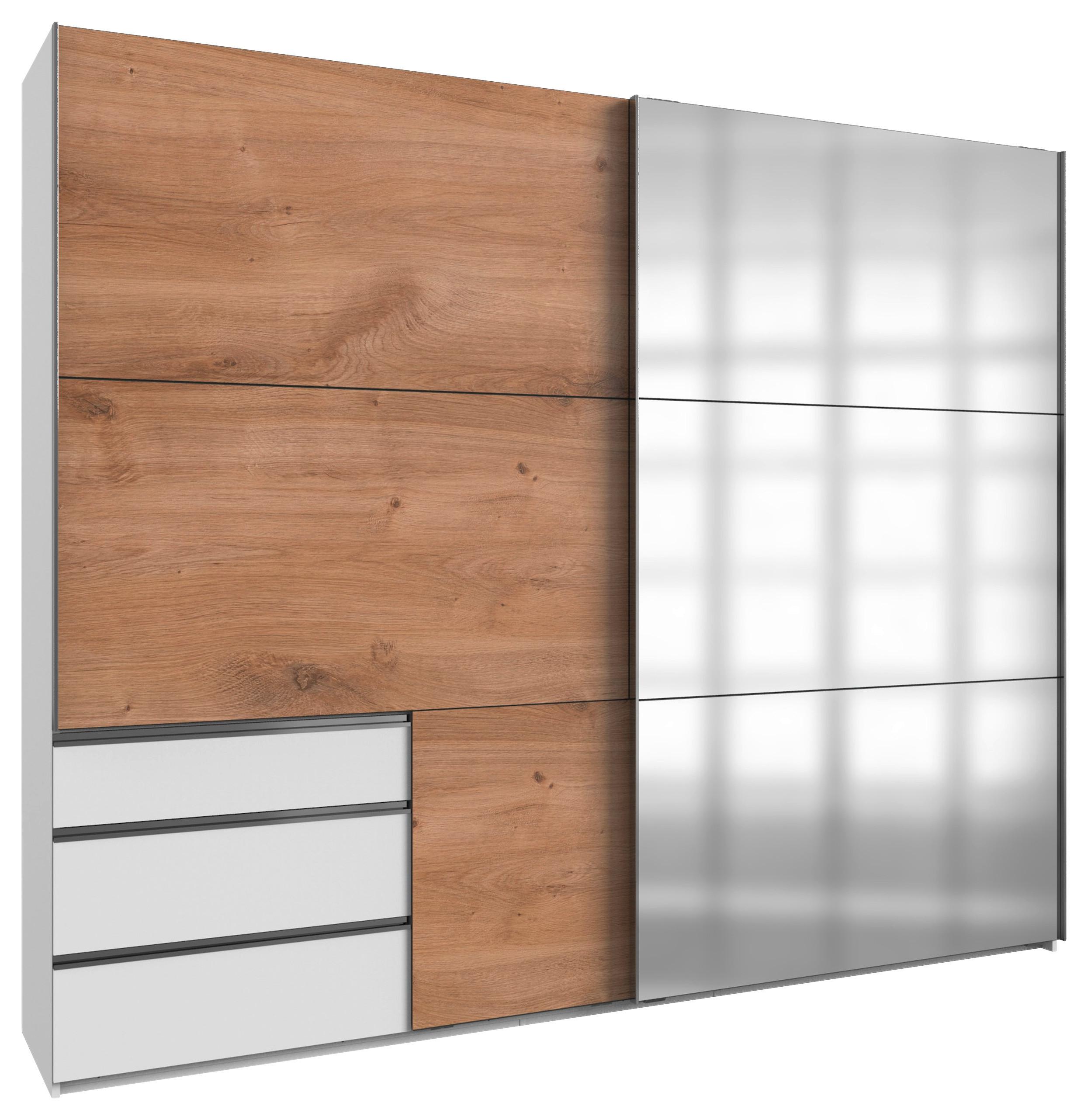 Schwebetürenschrank B: 250 cm Level 36a Weiß/Eiche Dekor - Eichefarben/Weiß, MODERN, Holzwerkstoff (250/216/65cm) - MID.YOU