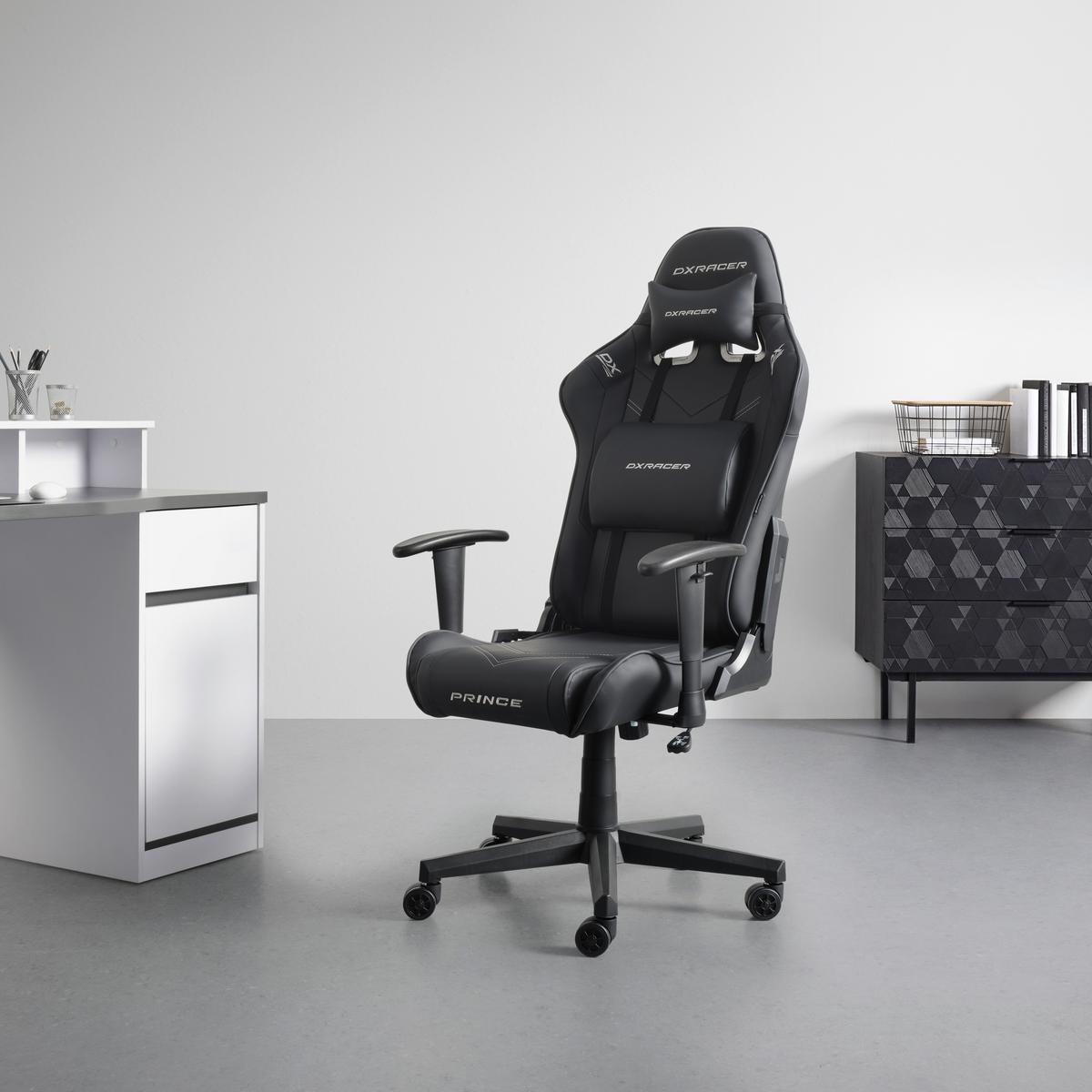Herné kreslo PRINCE -EXKLUSIV- - čierna/biela, Modern, textil/plast (67/126/67cm) - Dxracer