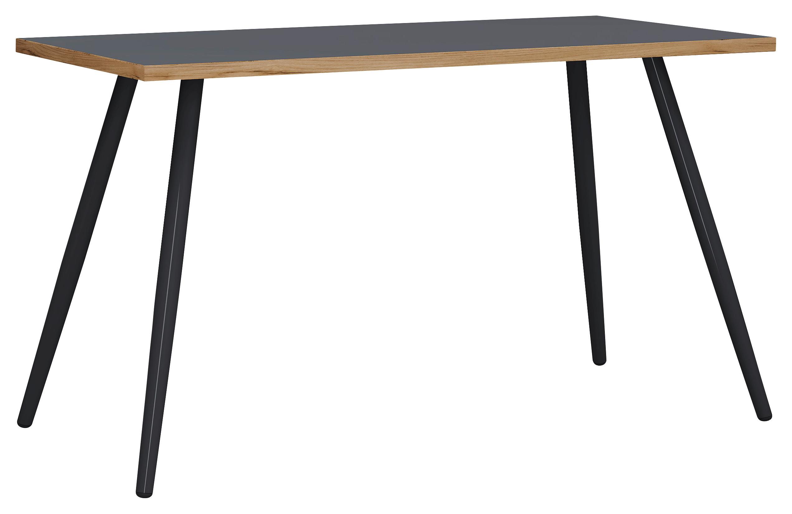Schreibtisch Salia Weiß, Eiche Dekor L: 137 cm - Honigeiche/Schwarz, Design, Holzwerkstoff/Metall (138/80/70cm) - P & B