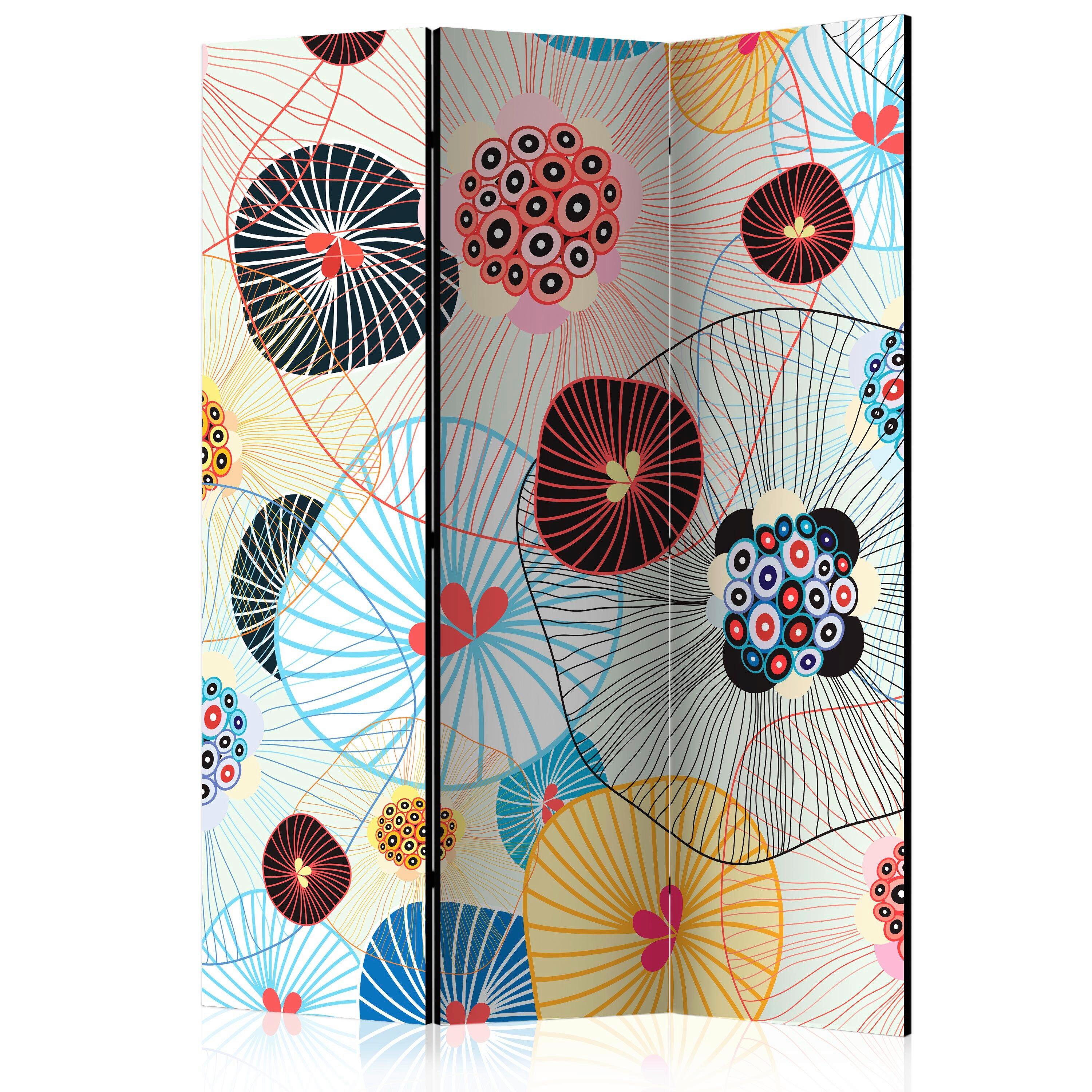 PARAVENT Multicolor Hellblau B: 135 cm - Multicolor/Hellblau, Basics, Holz/Textil (135/172/3cm) - artgeist