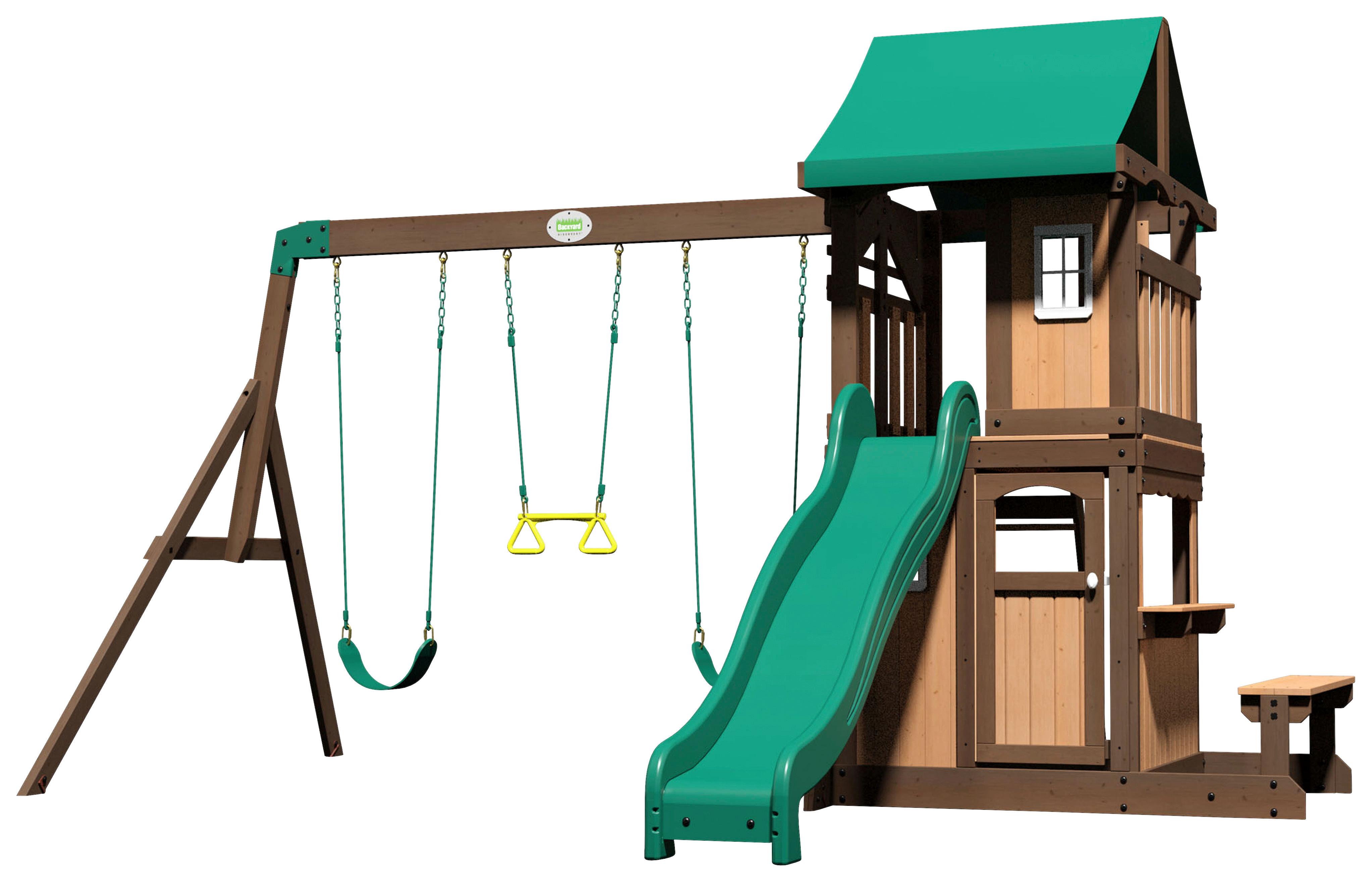 Spielturm Lakewood Braun/grün B: 340 Cm - Braun/Grün, KONVENTIONELL, Holz (340/260/430cm) - Ambia Garden