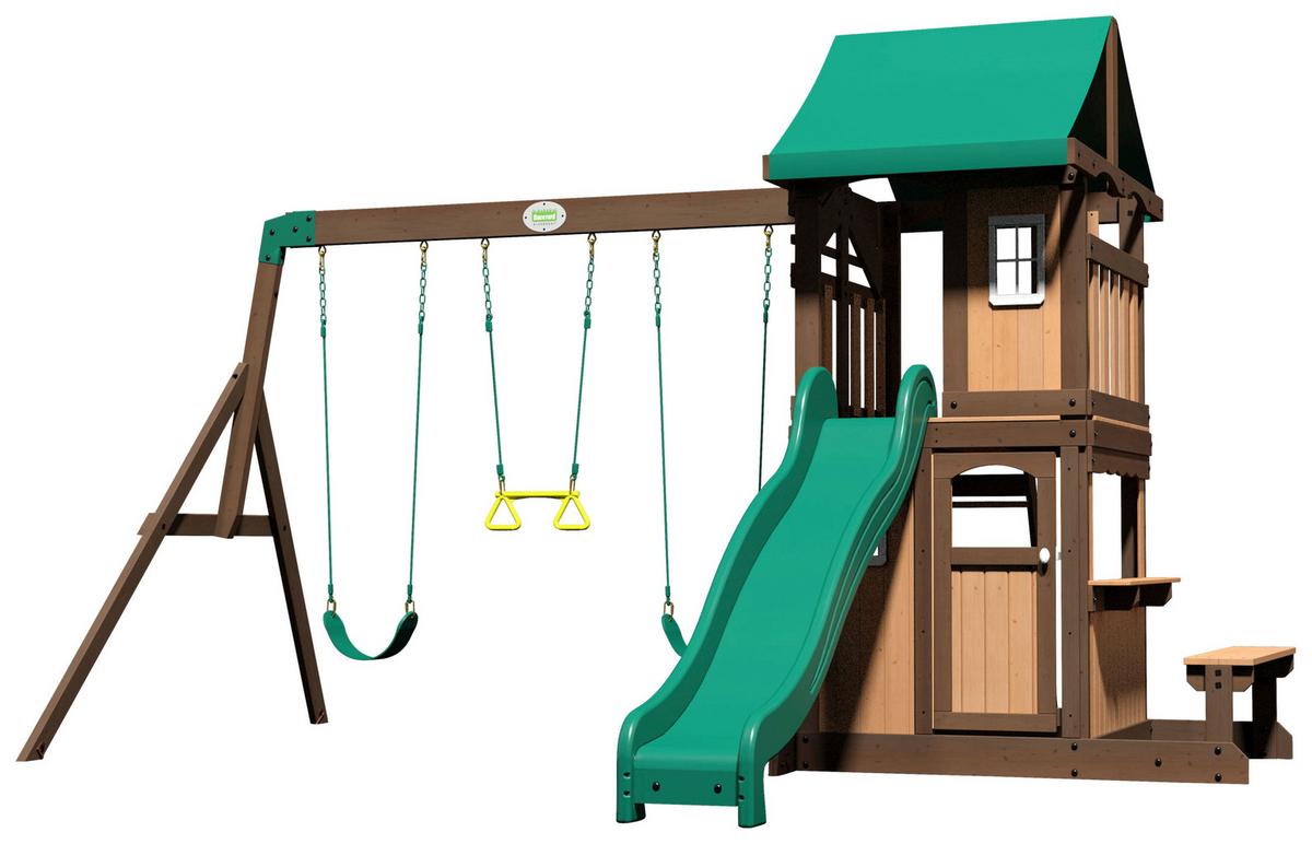 Spielturm Lakewood Braun/grün B: 340 Cm - Braun/Grün, KONVENTIONELL, Holz (340/260/430cm) - Ambia Garden