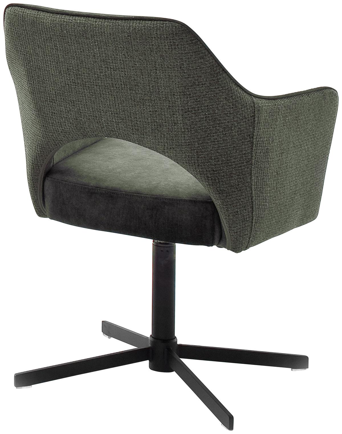 STOLIČKA S PODRÚČKAMI VALLETTA - olivovozelená/čierna, Konventionell, kov/textil (61/85/60cm) - Based