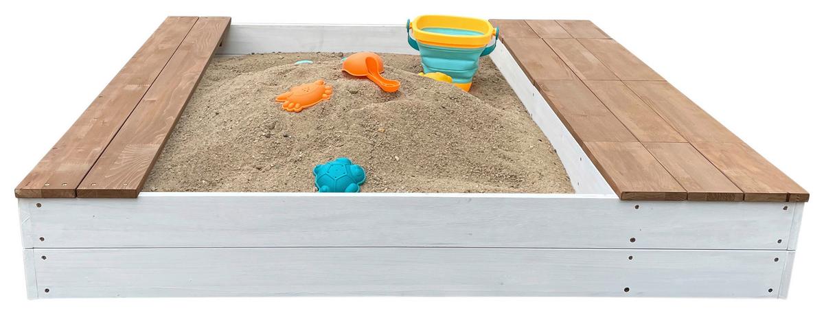 Sandkasten A031.016.01 - Braun/Weiß, KONVENTIONELL, Holz (117/18,7/119cm) - Ambia Garden