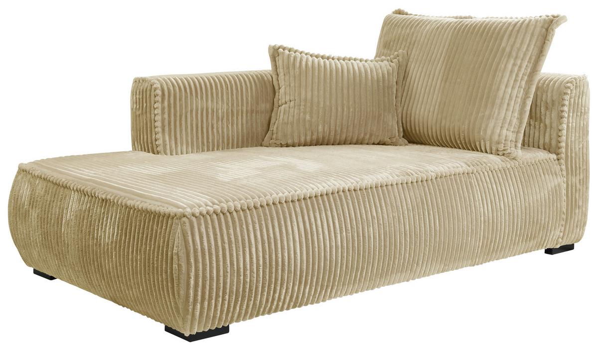 Recamiere Modena Links Beige, B: 208 cm - Beige/Schwarz, Design, Textil (207/75/121cm) - MID.YOU