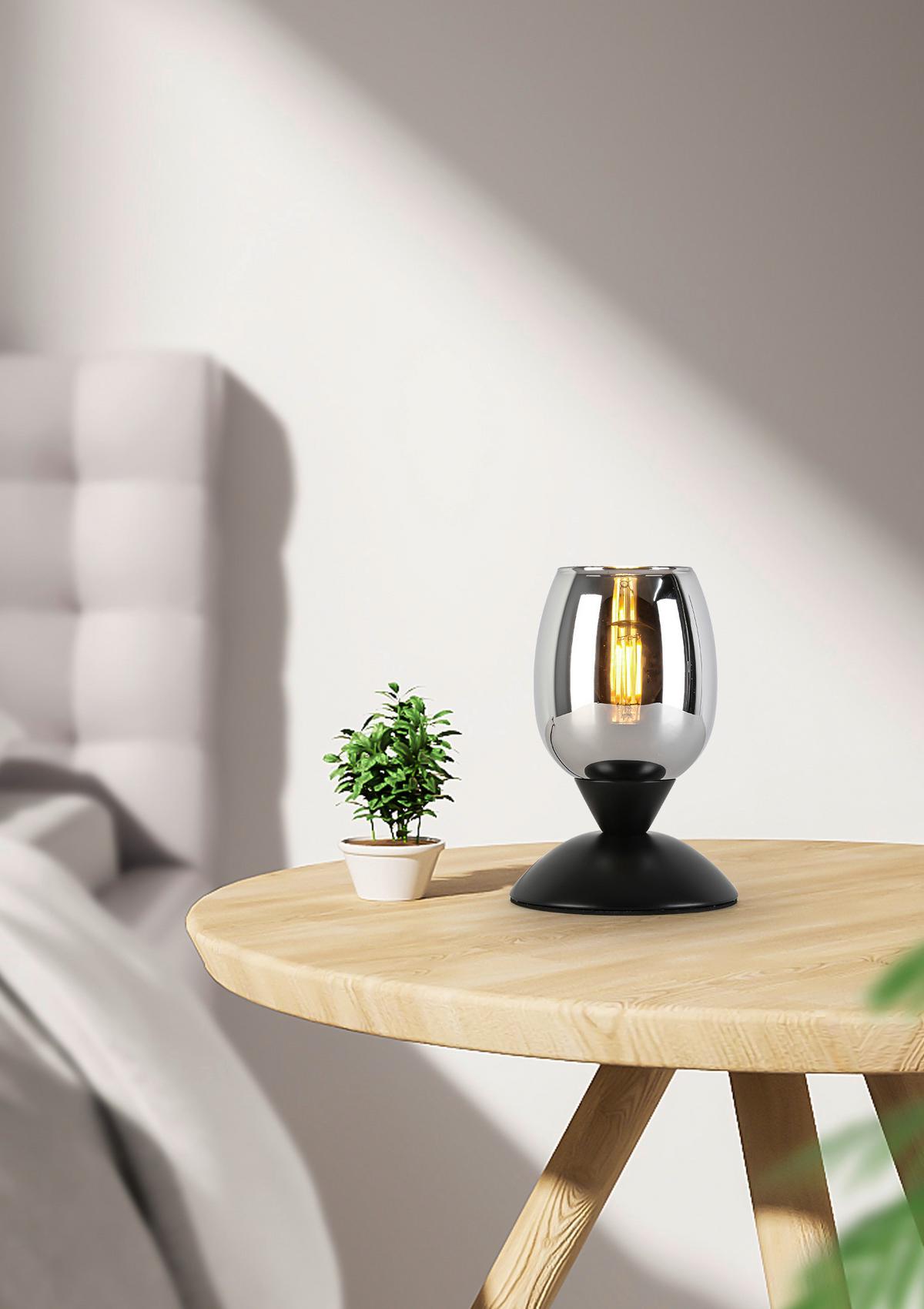 STOLNÍ LAMPA BLACKO - černá/barvy chromu, Moderní, kov/sklo (12,5/18cm) - Modern Living
