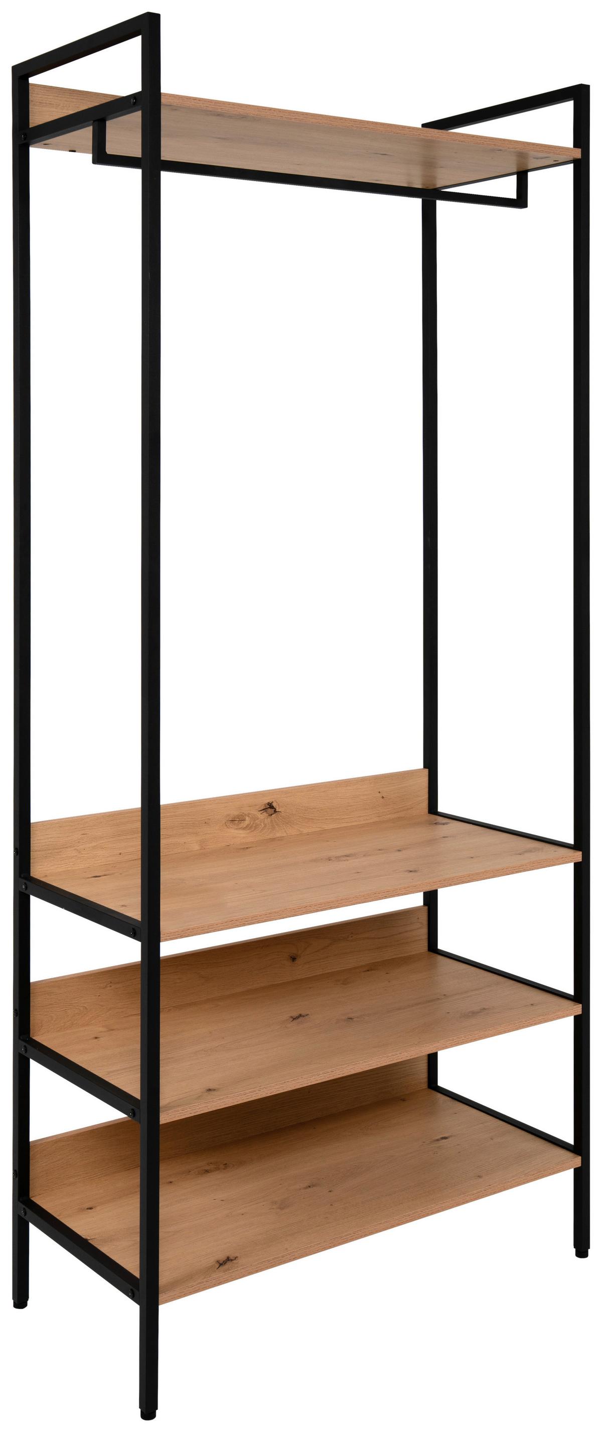 Garderobe Dhaka Eichefarben/schwarz B: 84 Cm - Eichefarben/Schwarz, MODERN, Holzwerkstoff/Metall (84/190/40cm)