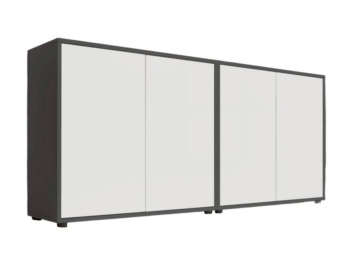 Sideboard Mailand2b:158cm Weiß/Anthrazit - Anthrazit/Schwarz, MODERN, Holzwerkstoff (158/73/33cm) - MID.YOU