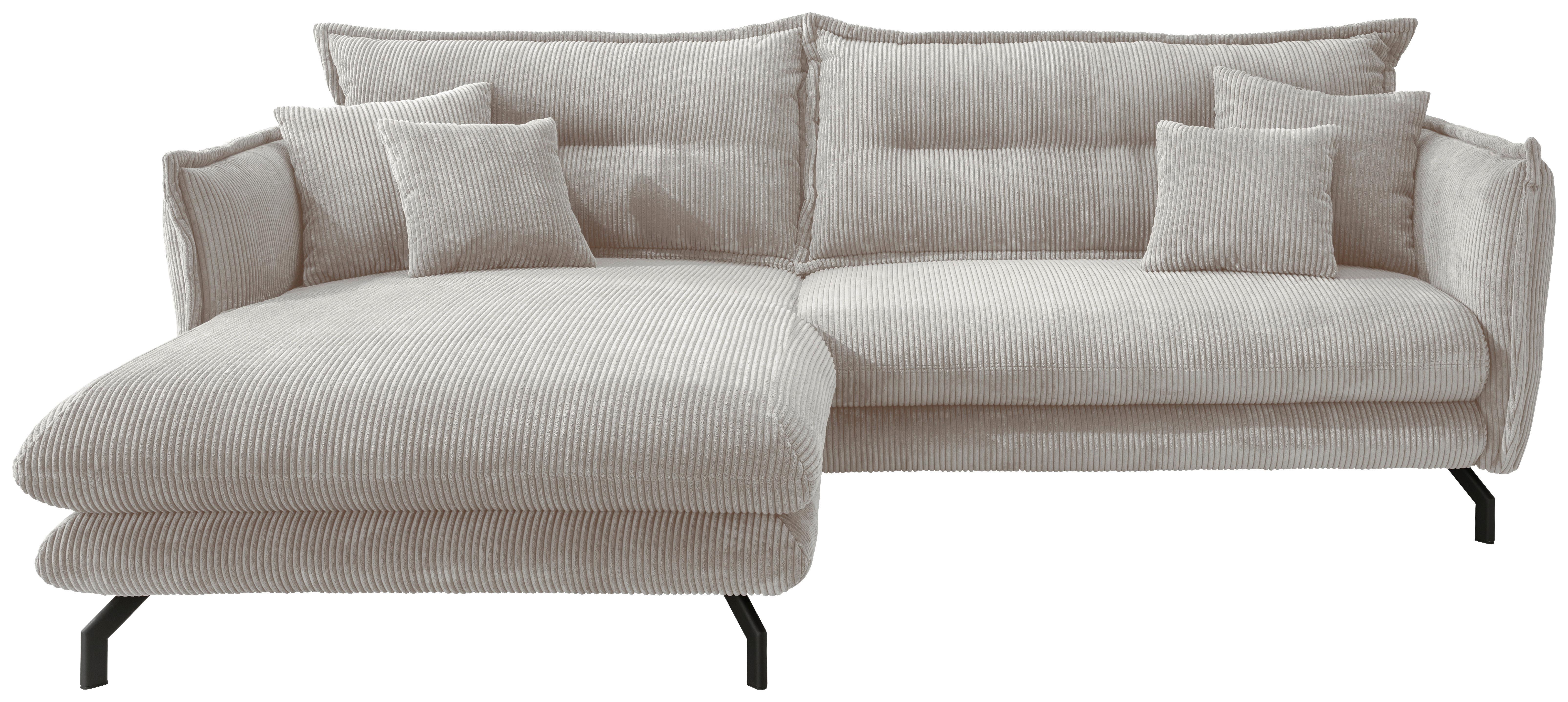 Ecksofa Lava Silberfarben S: 180/255 cm - Silberfarben/Schwarz, MODERN, Textil (180/255cm) - Livetastic