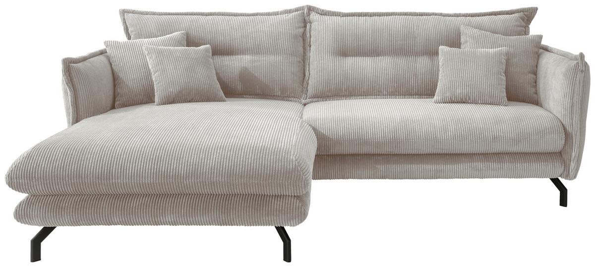 Ecksofa Lava Silberfarben S: 180/255 cm - Silberfarben/Schwarz, MODERN, Textil (180/255cm) - Livetastic