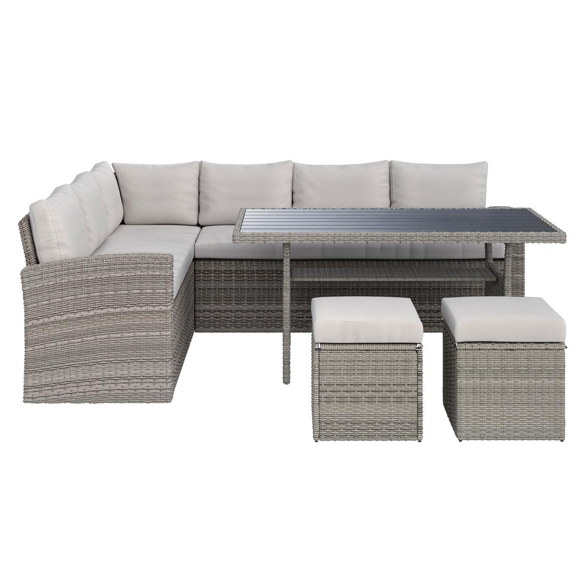 Ratanová záhradná zostava ALEX - sivá/svetlosivá, Modern, kompozitné drevo/textil (179/68/73cm) - Mömax