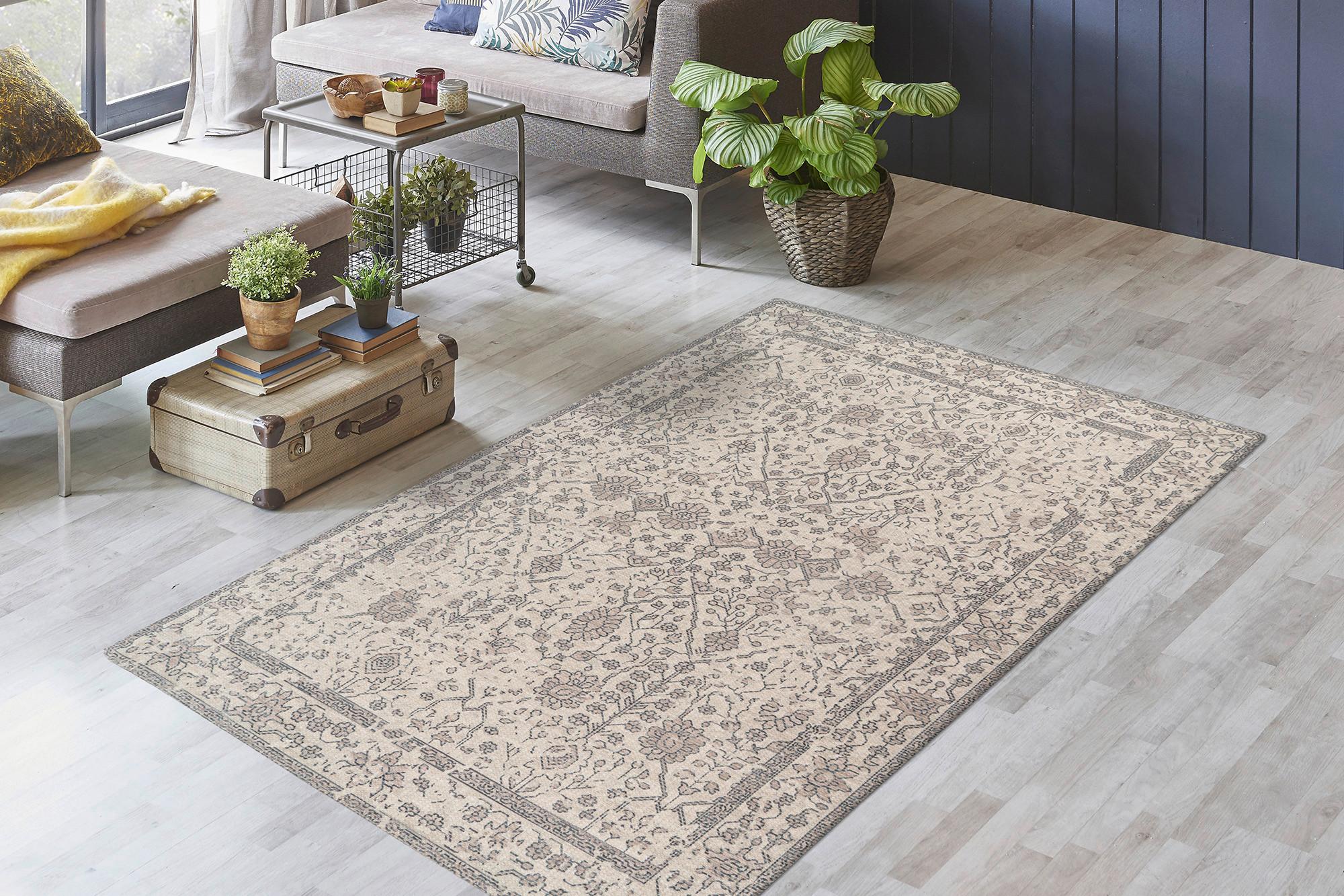 Vintage-Teppich Percy 100 - Creme, KONVENTIONELL, Textil (160/230cm)