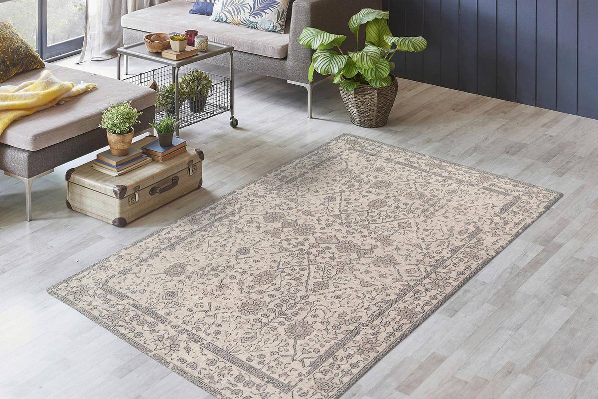 Vintage-Teppich Percy 100 - Creme, KONVENTIONELL, Textil (160/230cm)