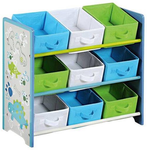 Kinderregal inkl. Boxen Dino 66 cm Multicolor - Blau/Weiß, MODERN, Holzwerkstoff/Textil (66/59,5/30cm) - Kesper