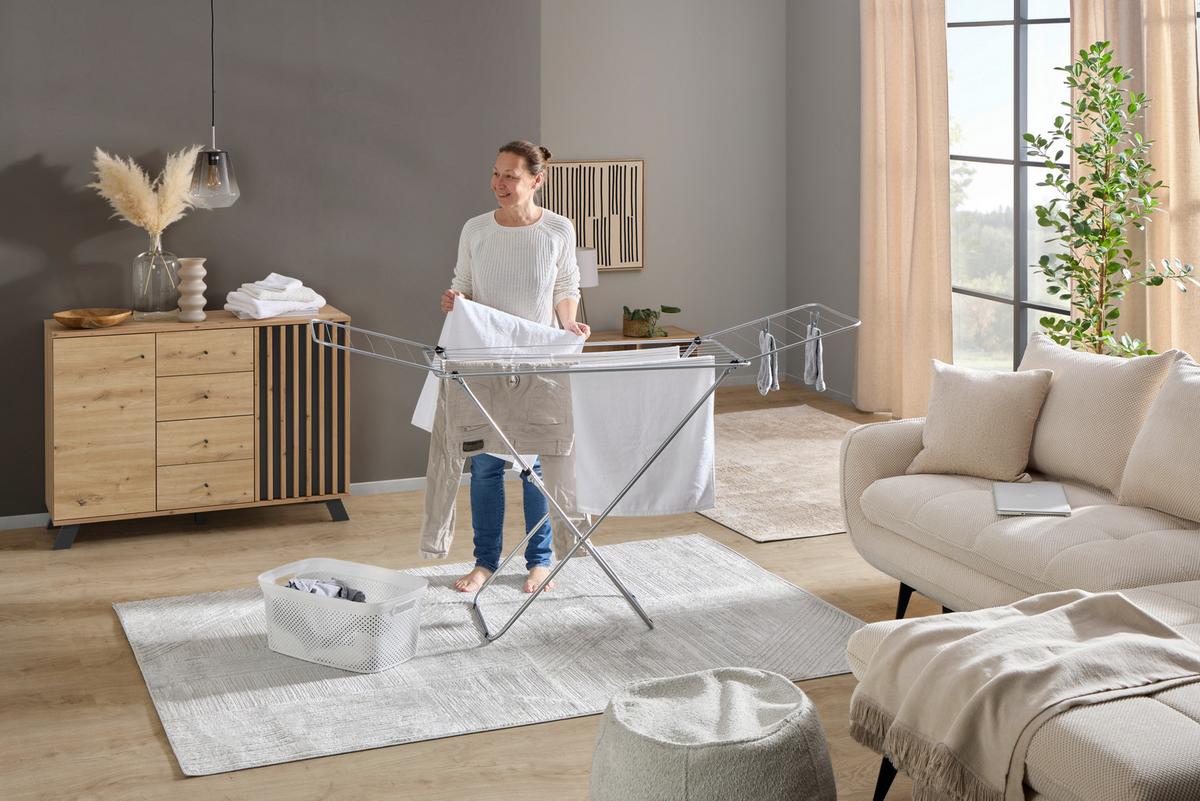 Ruhaszárító Állvány Baster - ezüstszínű, Basics, műanyag/fém (180cm) - Best Price