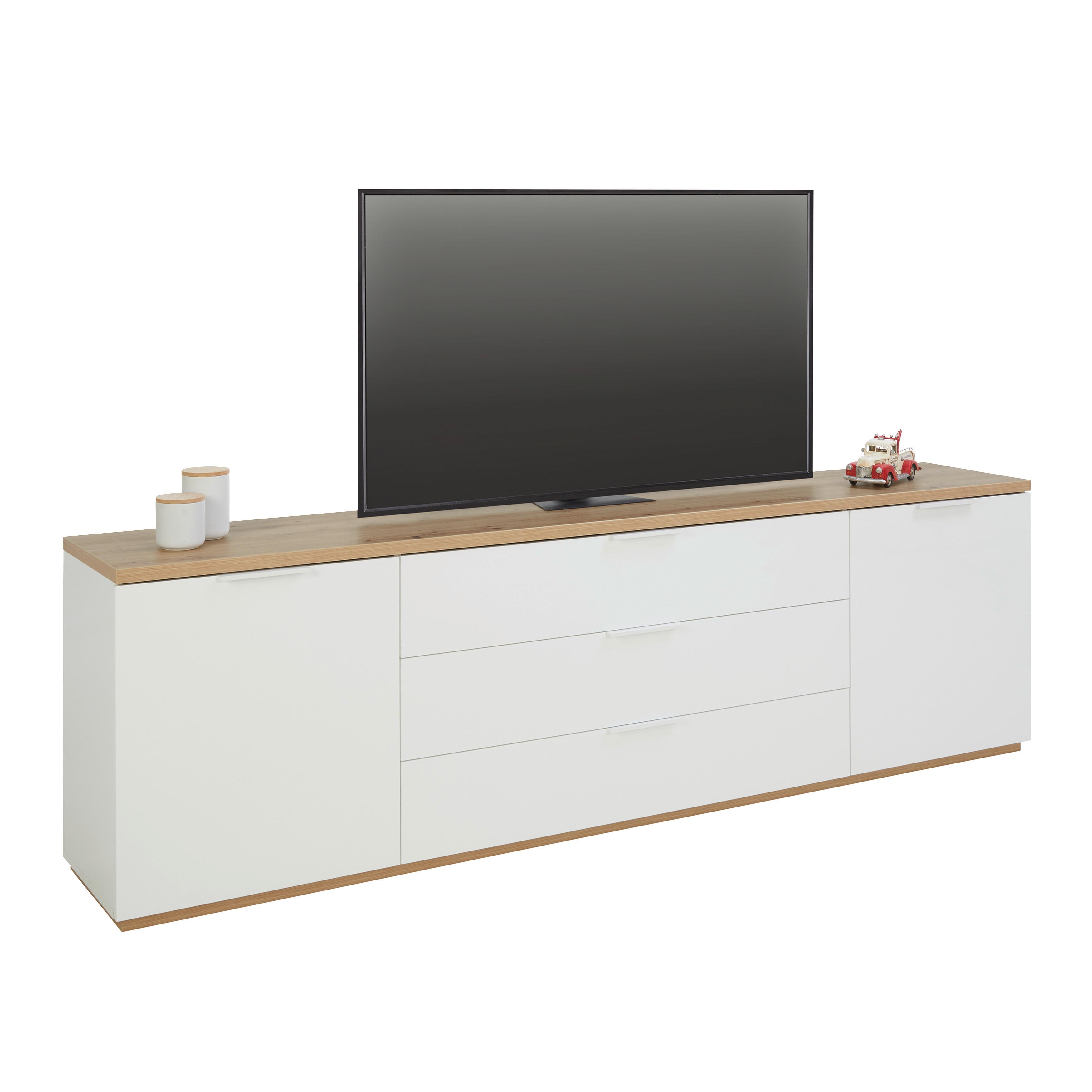 TV element Wide bílá/dub Artisan - bílá/dub artisan, Moderní, kov/kompozitní dřevo (240/75/40cm) - Based