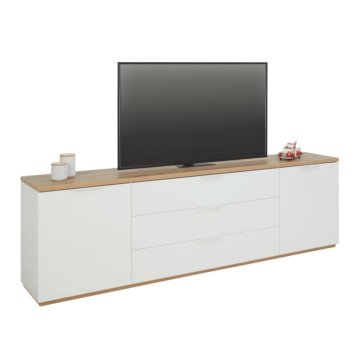 TV element Wide bílá/dub Artisan - bílá/dub artisan, Moderní, kov/kompozitní dřevo (240/75/40cm) - Based