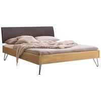 Bett Lugano, Eichefarben 140x200 Cm - Dunkelgrau/Eichefarben, MODERN, Holz/Textil (140/200cm) - Hasena