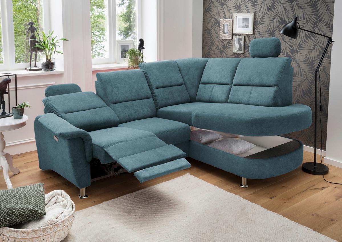 Ecksofa Parole Hellblau S:231/184 Cm - Chromfarben, KONVENTIONELL, Textil (231/184cm) - Livetastic