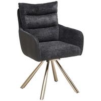Armlehnstuhl Enid Webstoff Anthrazit, B: 60 cm - Anthrazit/Nickelfarben, KONVENTIONELL, Textil/Metall (60/92/65cm) - Livetastic