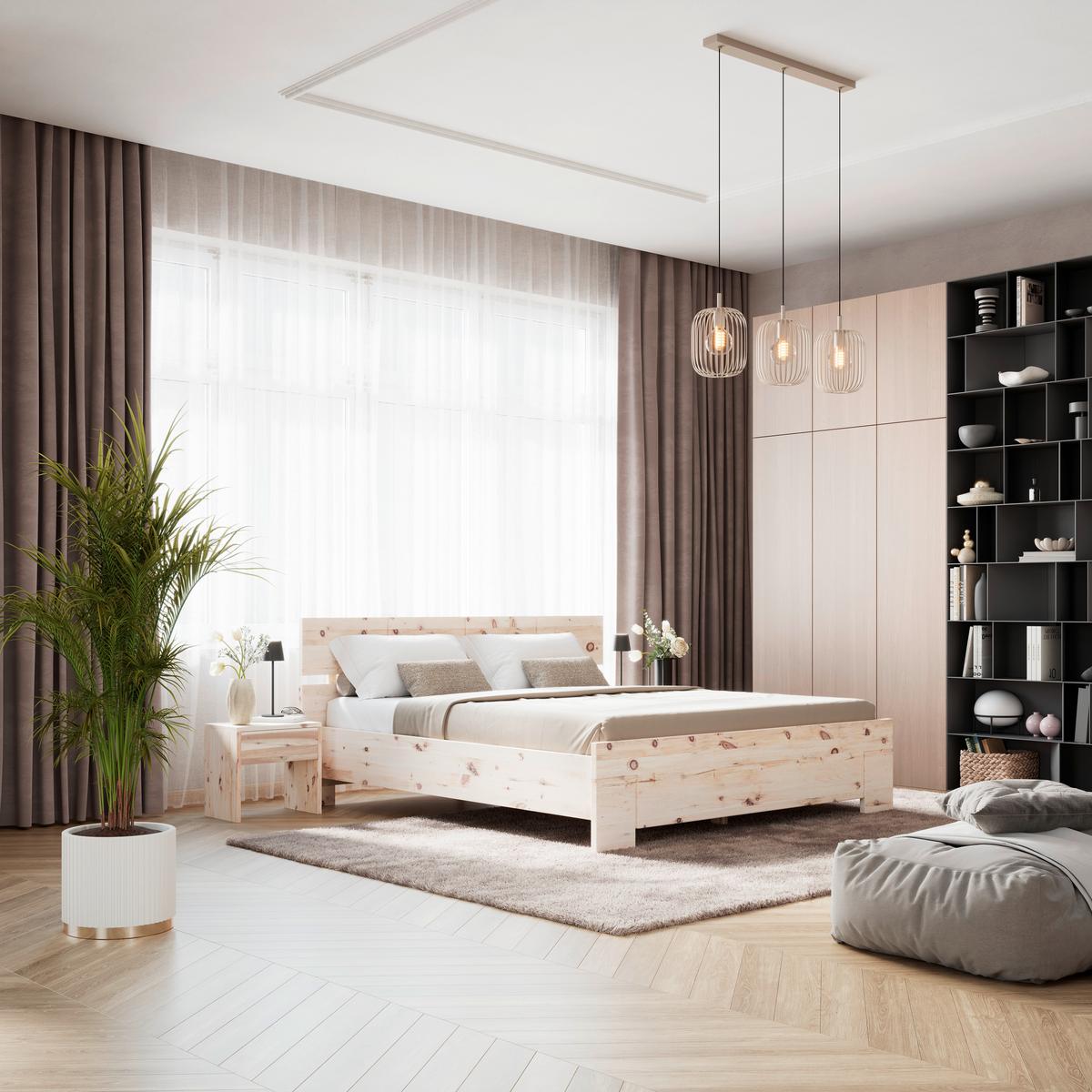 Bett Sonja Naturfarben, B/L: 200x207 cm - Naturfarben, KONVENTIONELL, Holz (200/207cm)