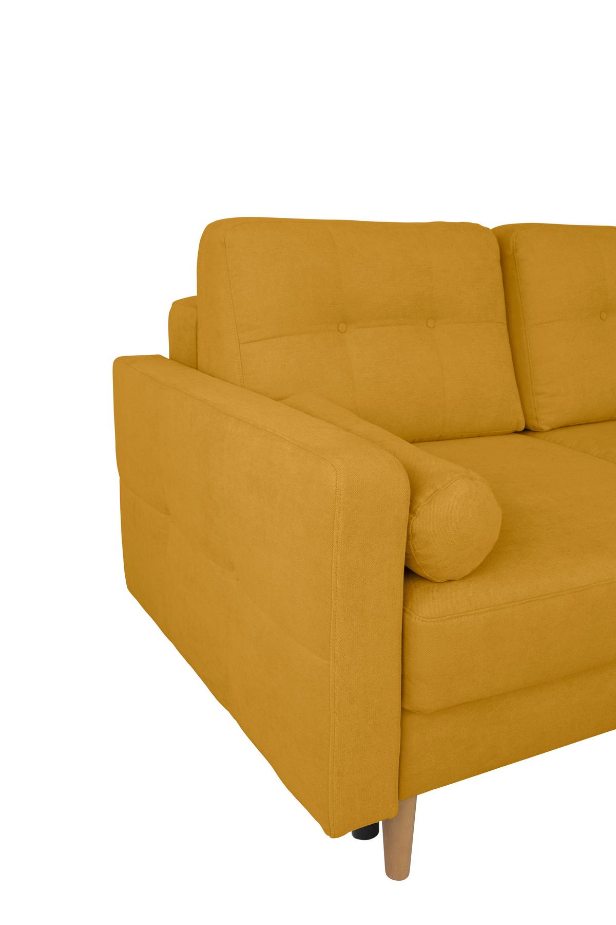 Ecksofa Noret, Gelb S: 223x157 Cm - Gelb/Buchefarben, Design, Textil (223/157cm) - MID.YOU