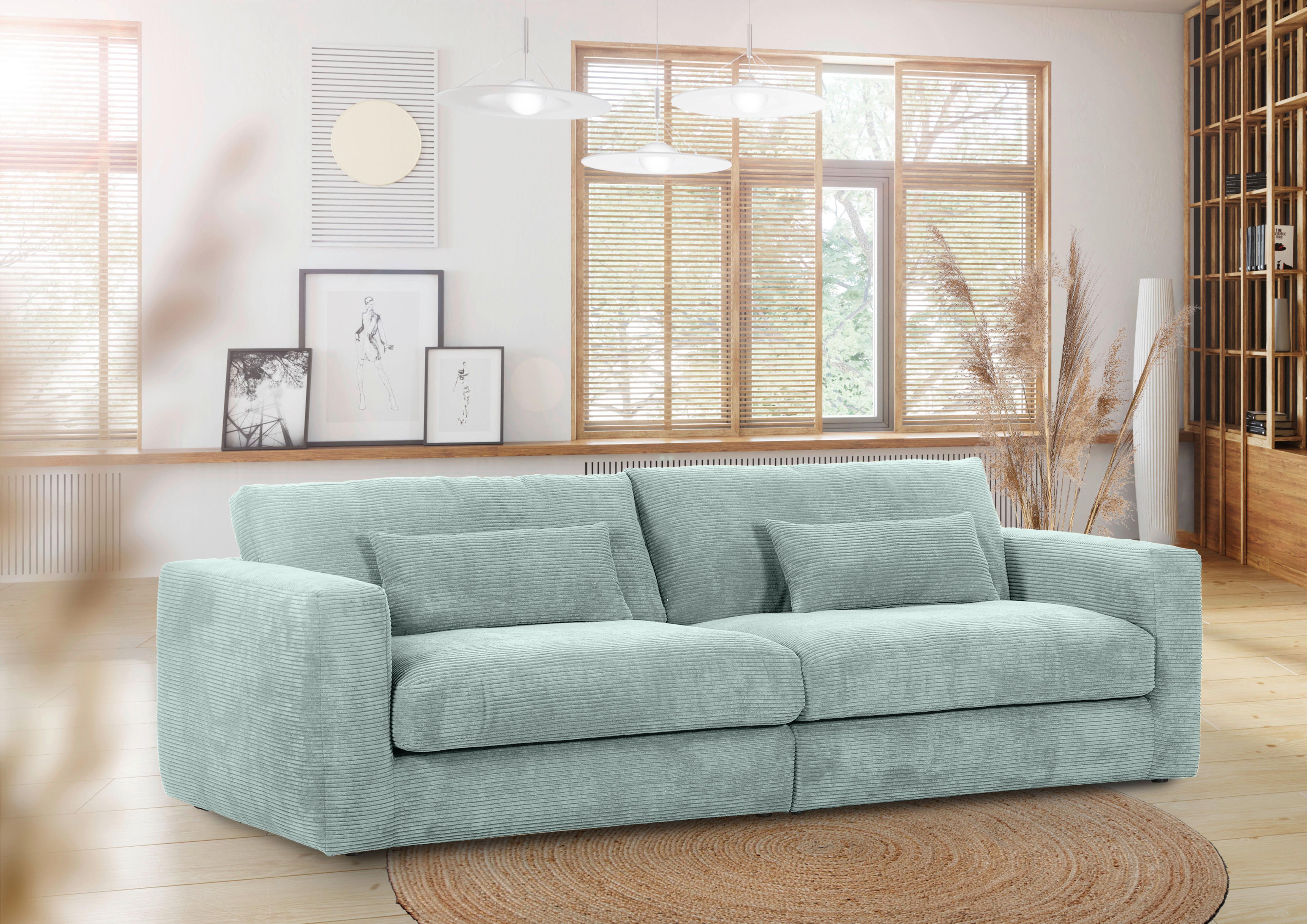 Bigsofa Manolis B: 260 cm Mintgrün Cord - Schwarz/Mintgrün, KONVENTIONELL, Textil (260/66/115cm) - MID.YOU