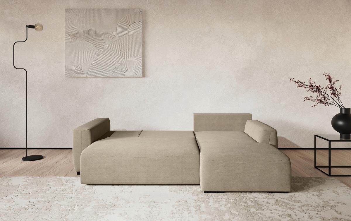 Ecksofa mit Bettfunktion Giro Cord braun, B: 252cm - Schwarz/Braun, Trend, Textil (252/86/170cm)