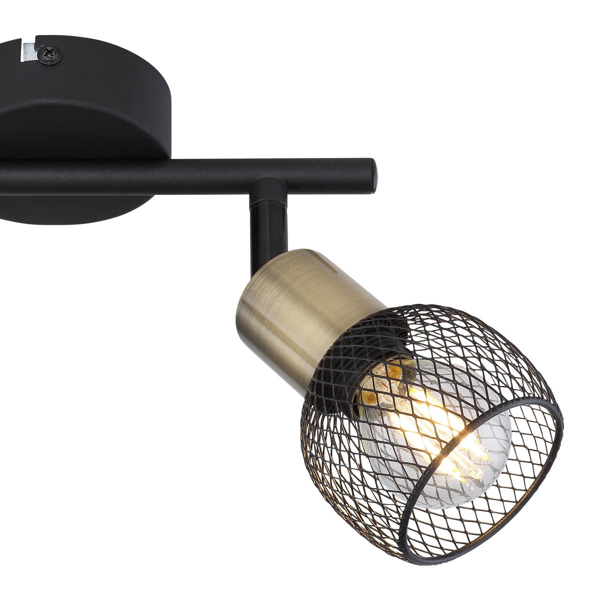 Strahler Fiastra 2-Flammig verstellbar L: 22 cm - Schwarz, Basics, Metall (22/8/14cm) - Globo