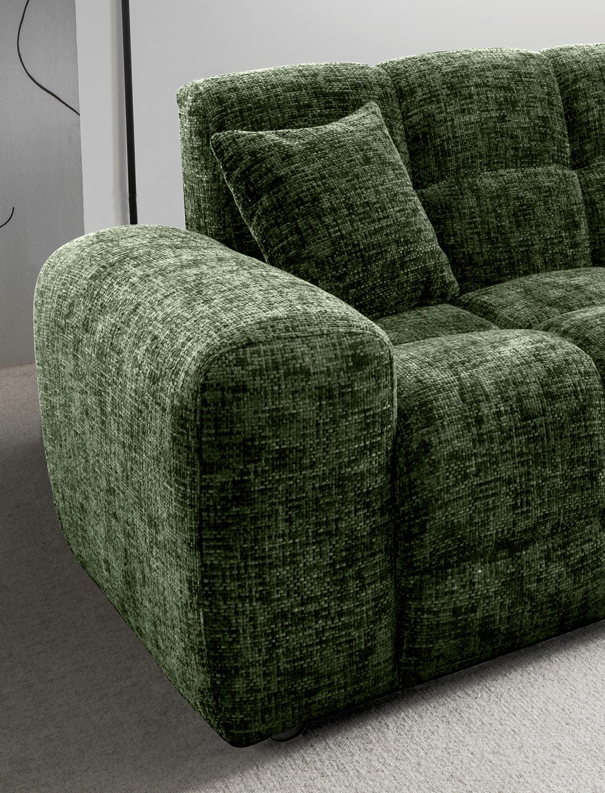 Viersitzer-Sofa Bosco, Dunkelgrün B: 300 cm - Waldgrün/Schwarz, MODERN, Textil (300/87/120cm) - Livetastic