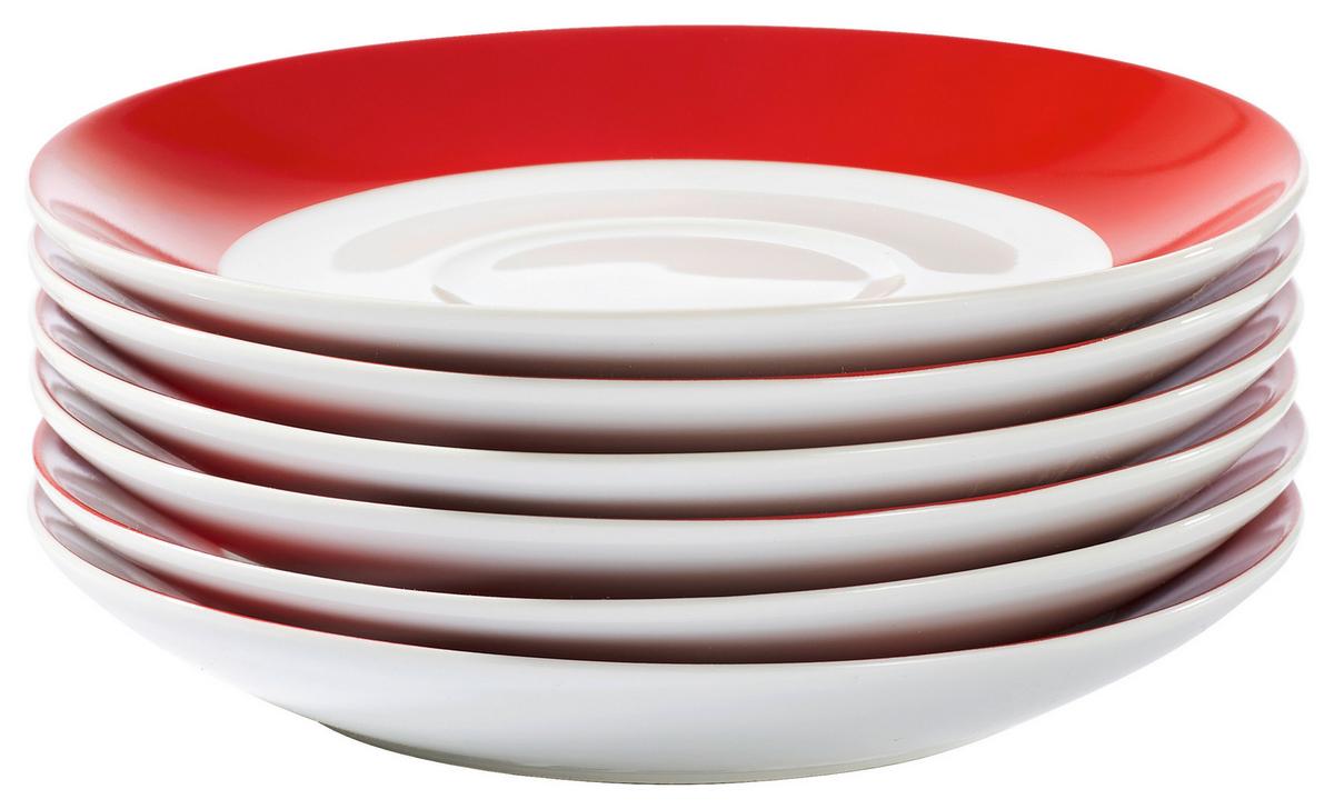 Untertassenset Rot Weiß 6-Teilig D: 14,5 Cm - Rot/Weiß, Basics, Keramik (14,5cm) - Van Well
