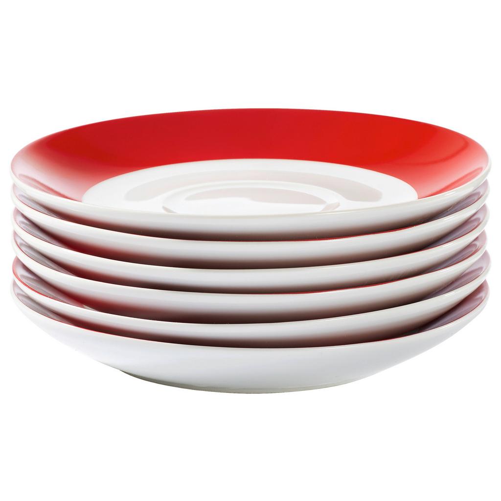 Untertassenset Rot Weiß 6-teilig D: 14,5 cm