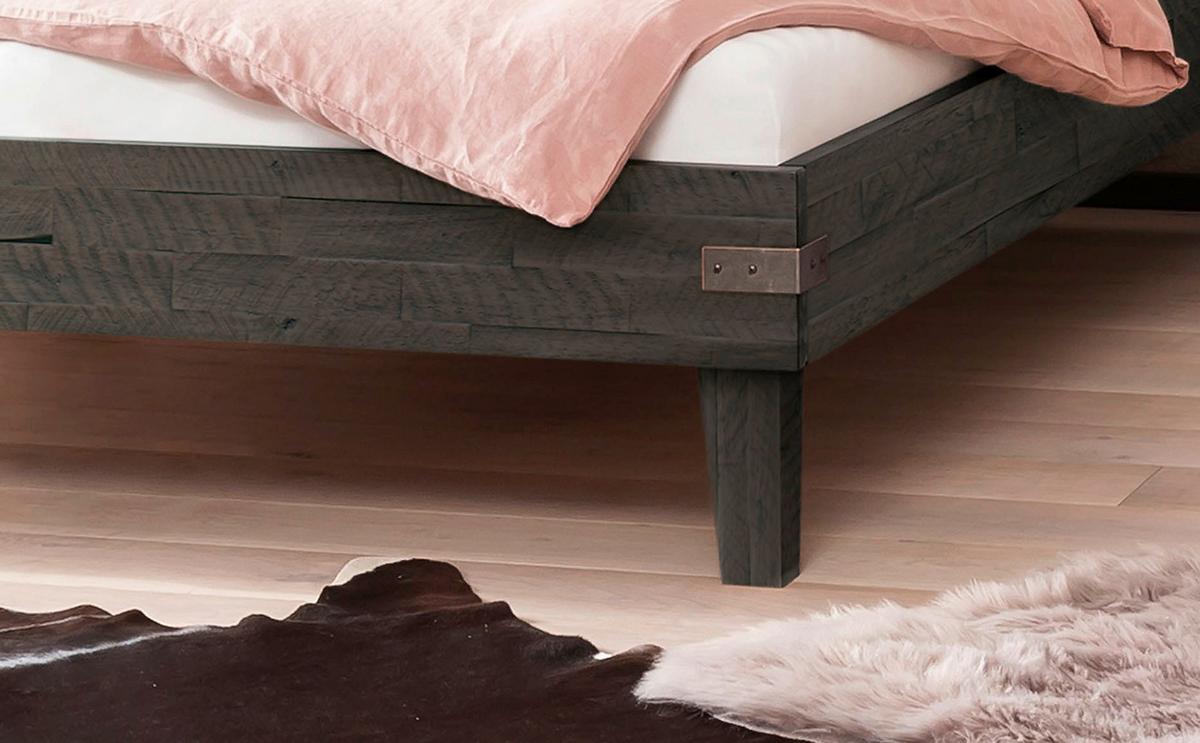 Bett Alino Dunkelgrau/hellgrau 140x200 Cm - Dunkelgrau/Hellgrau, MODERN, Holz/Textil (140/200cm) - Hasena