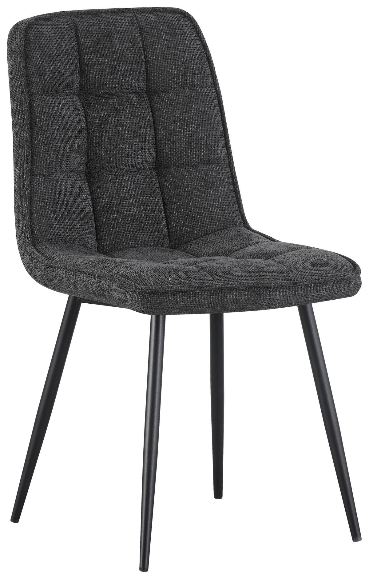 Vierfußstuhl Nevio Leinenoptik Anthrait, B: 45 Cm - Anthrazit/Schwarz, KONVENTIONELL, Holz/Textil (45/89/58cm) - MID.YOU