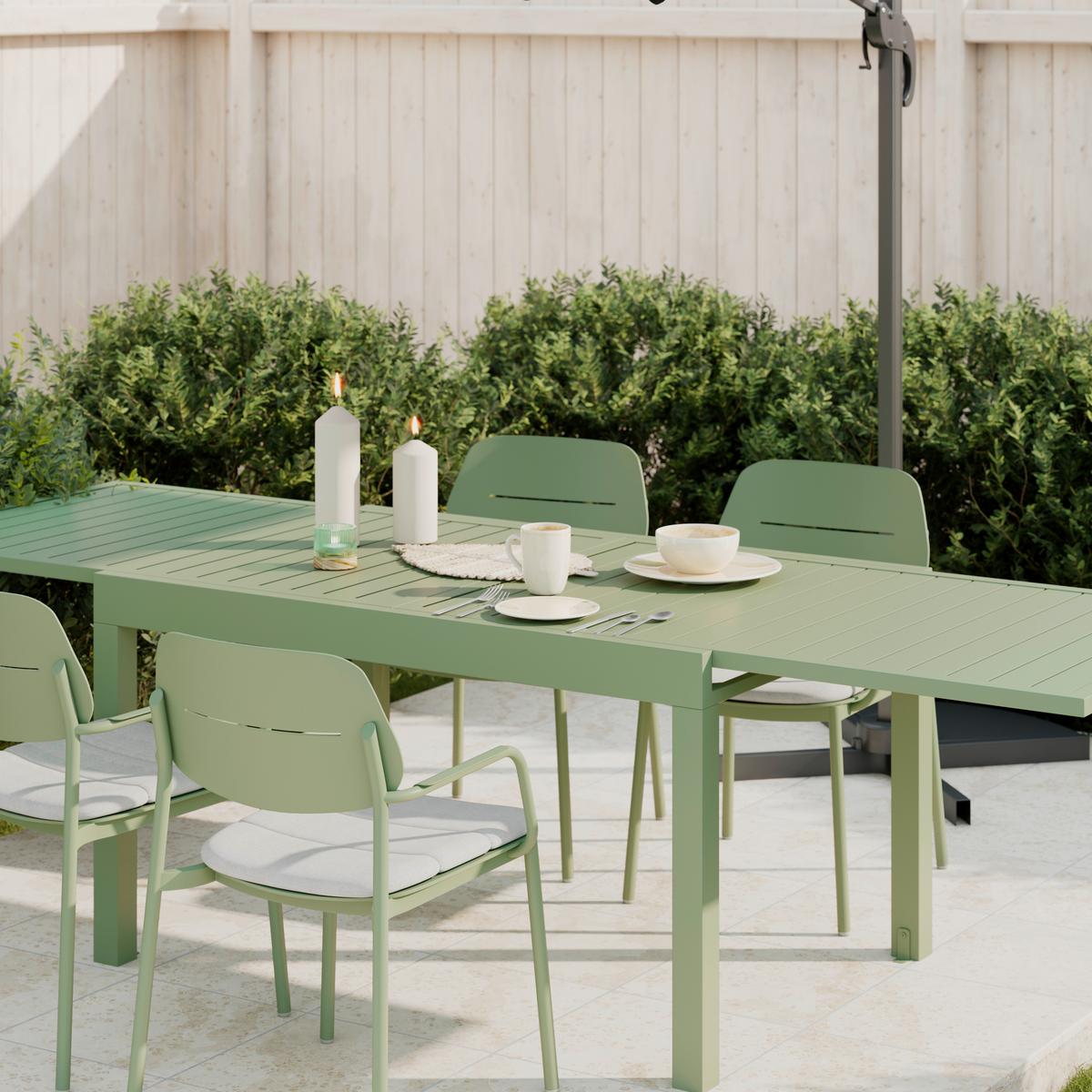 ZAHRADNÍ STŮL VERDE - šalvějově zelená, Moderní, kov (270/76/90cm) - Modern Living