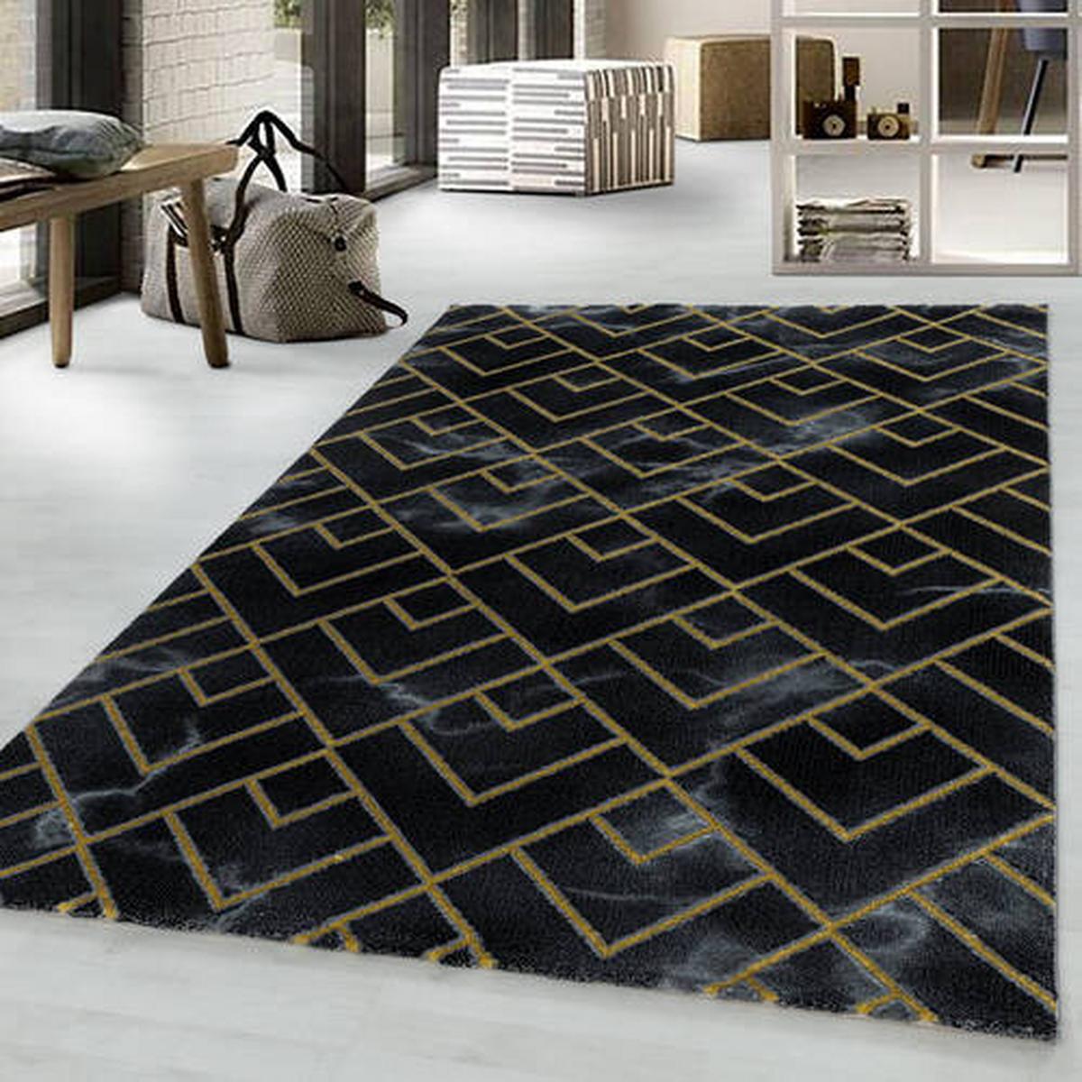 Webteppich Gold Naturfaser Naxos 80x250 cm - Goldfarben, Design, Textil (80/250cm)