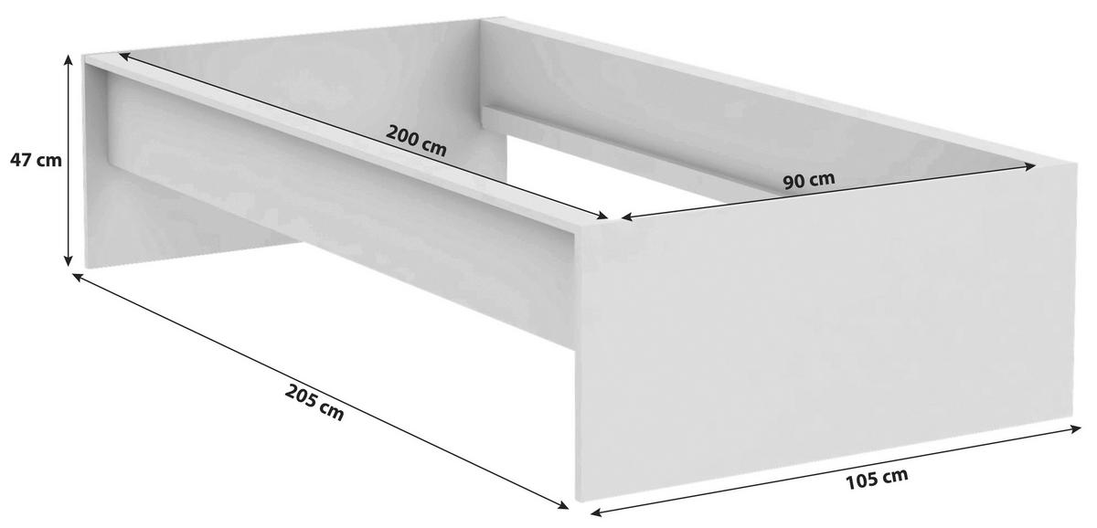 Unit Elements Bettrahmen 90x200 cm Eichefarben - Eichefarben, KONVENTIONELL, Holzwerkstoff (90/200cm) - Ondega