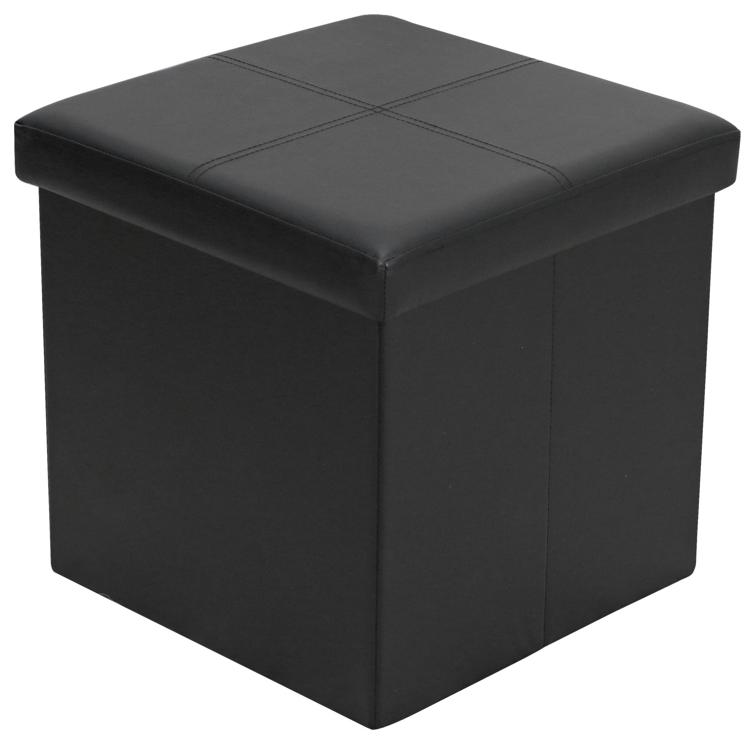 Sitzwürfel Oliver Schwarz 38x38x38 cm, Lederlook - Schwarz, MODERN, Holzwerkstoff/Textil (38/38/38cm)