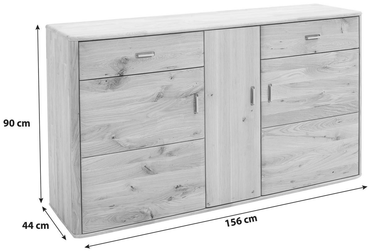 Sideboard Massiv B: 156 cm Ravello Eichefarben - Eichefarben, Design, Holz (156/90/44cm) - Livetastic