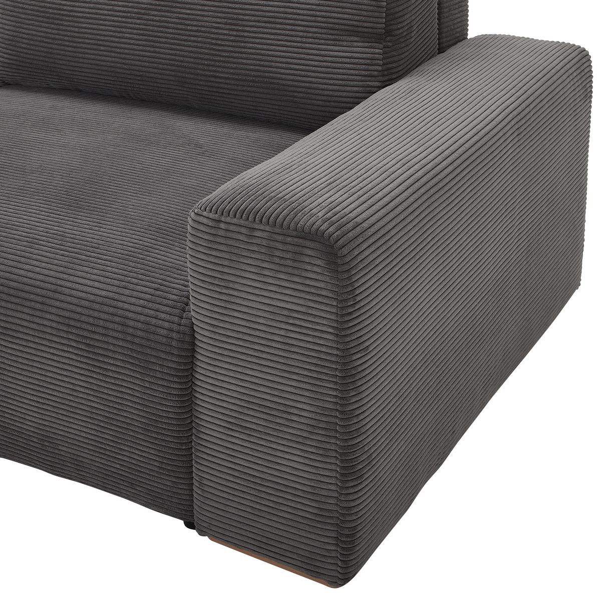 Schlafsofa Vouge Grau Bettkasten, B: 255 Cm - Buchefarben/Schwarz, KONVENTIONELL, Textil (255/86/123cm) - Livetastic