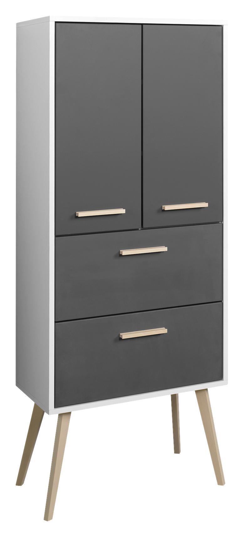 Midischrank Oslo B:60cm Anthrazit - Anthrazit/Buchefarben, Basics, Holzwerkstoff (60/149/35cm)