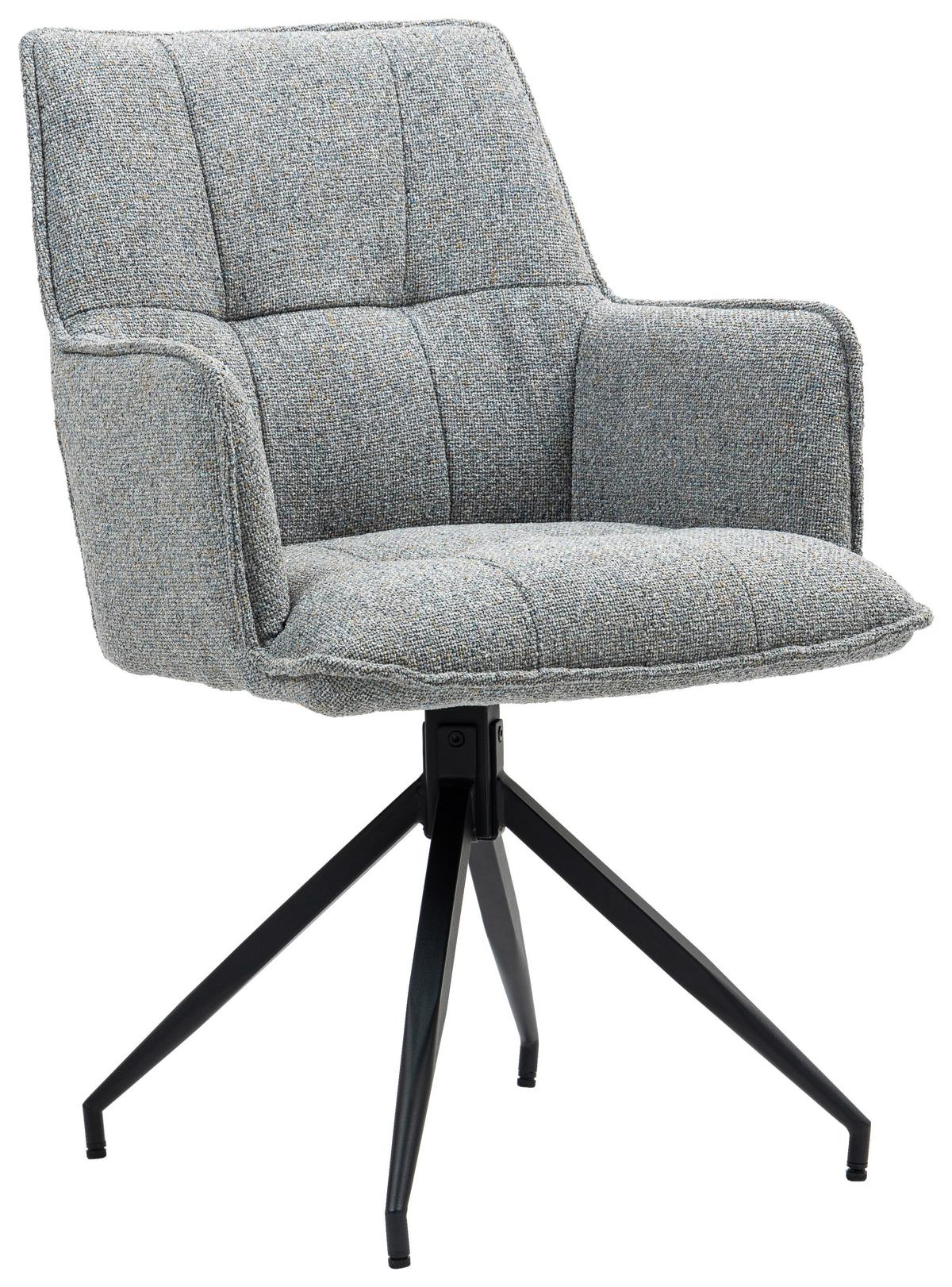 Armlehnstuhl Lilith Grau Sitzfl. 180° drehbar, B: 59cm - Schwarz/Grau, KONVENTIONELL, Textil/Metall (59/89,5/63cm) - MID.YOU
