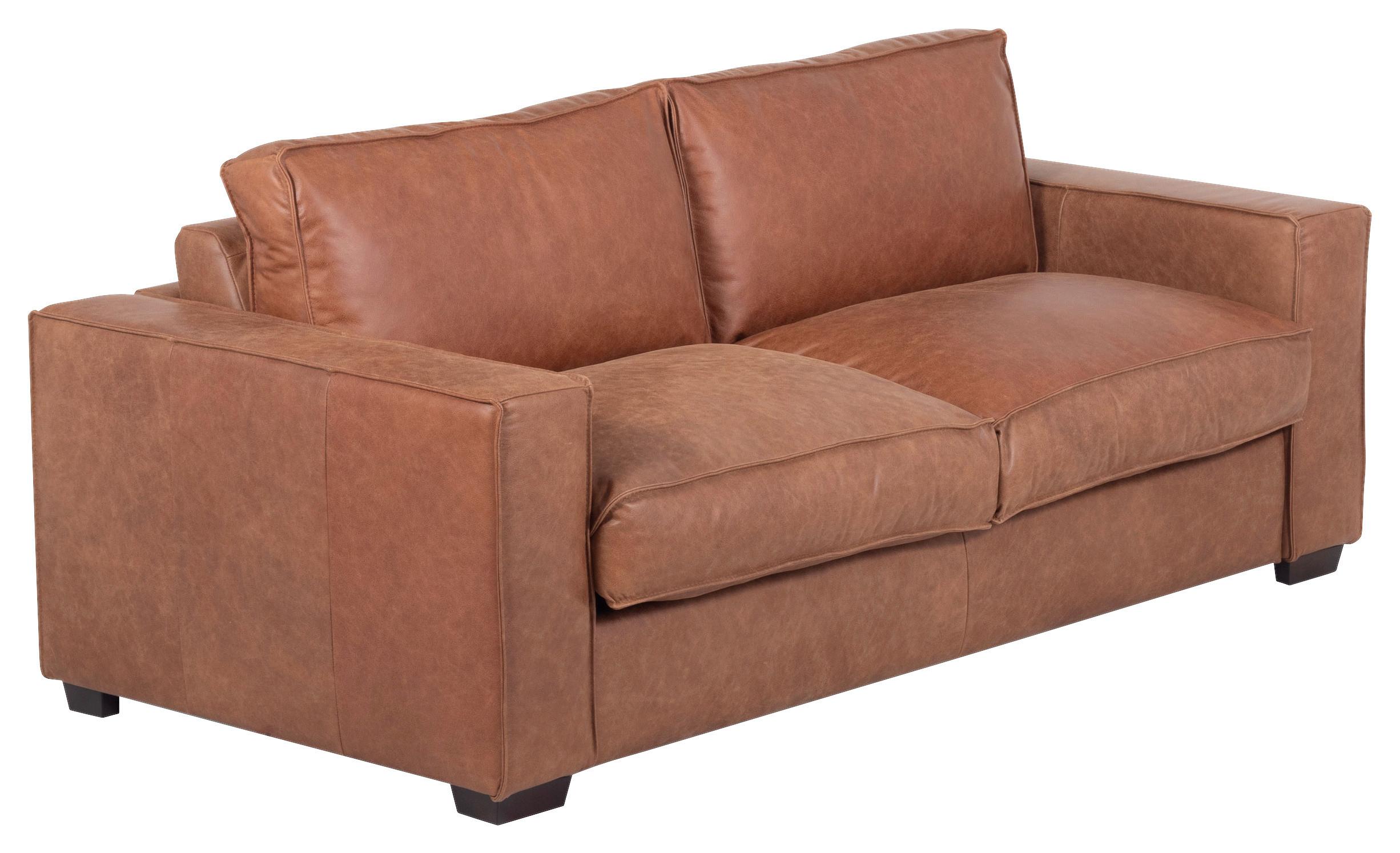 Schlafsofa Texas Cognac Anilinleder, B: 203 cm - Cognac/Dunkelbraun, Design, Leder (203/85/99cm) - MID.YOU
