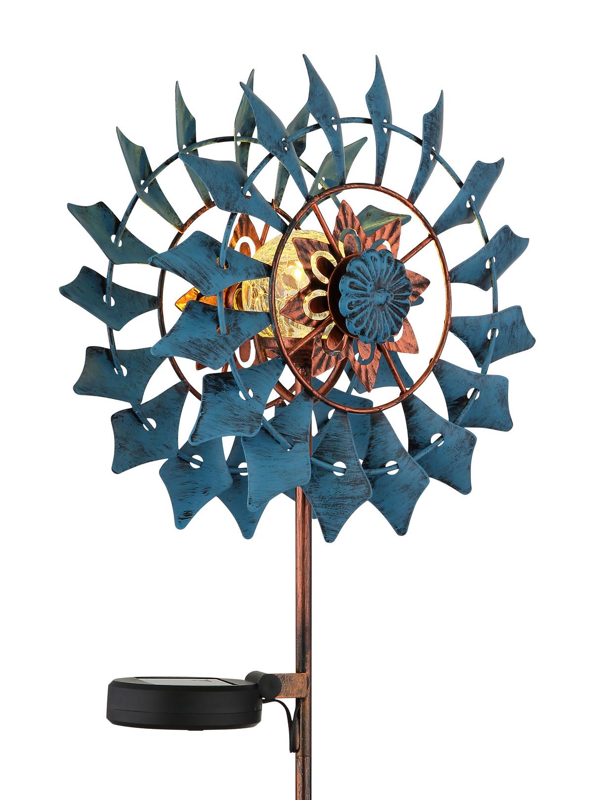 Solarleuchte 3000k, Warmweiß - Blau/Klar, Design, Glas/Metall (22,5/11,5/92cm) - Globo