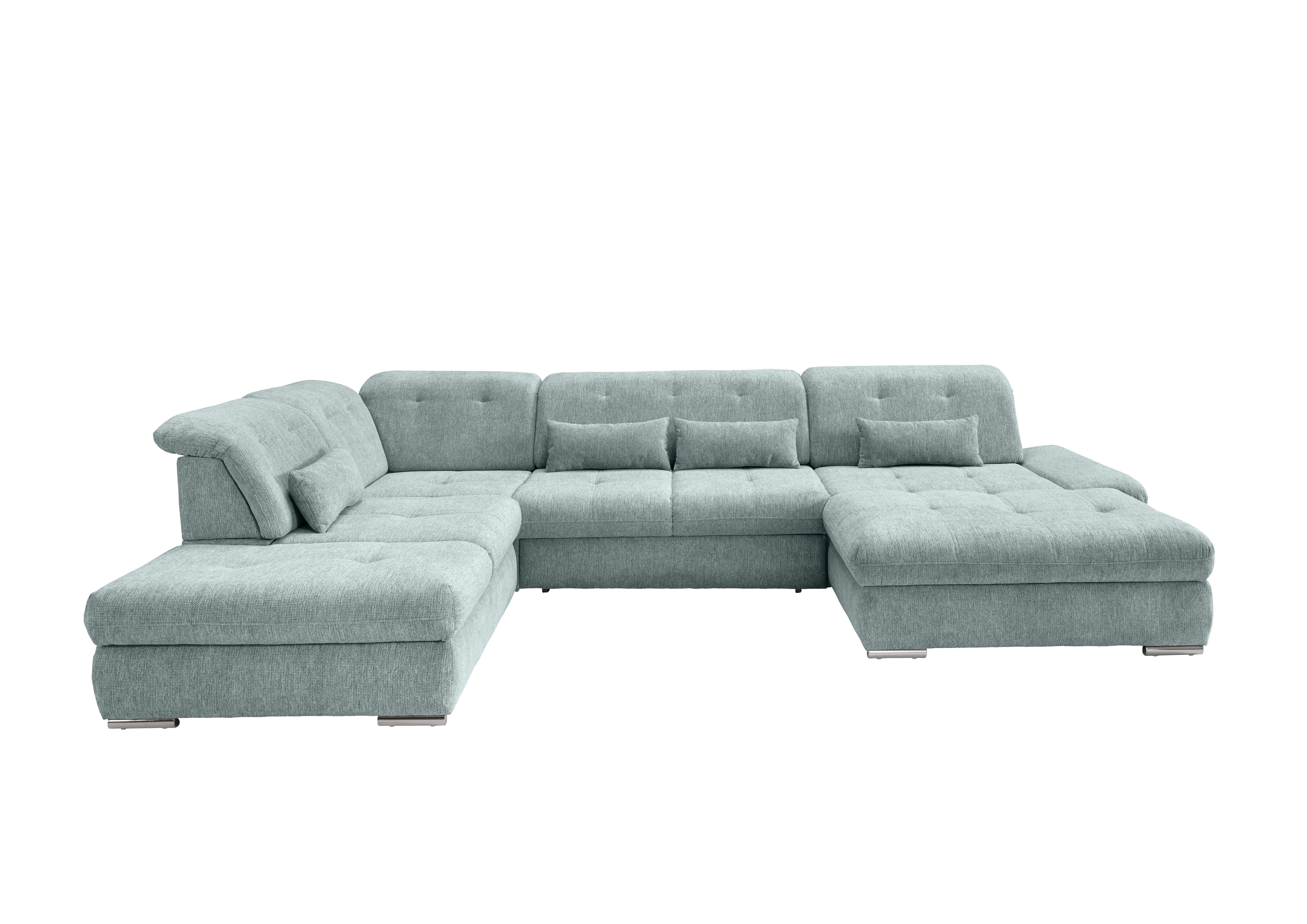 Wohnlandschaft Dalida Blau U: 254x376x195 Cm - Chromfarben/Blau, Design, Textil (254/376/195cm) - Livetastic