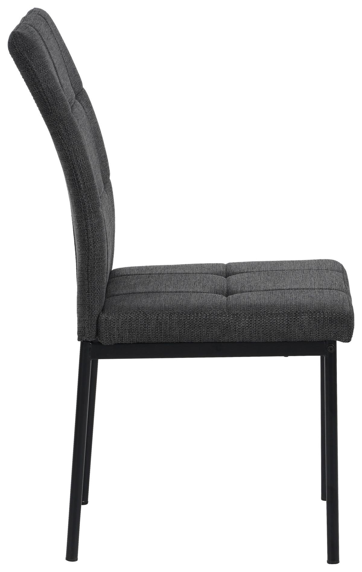 Vierfußstuhl Finn Webstoff Anthrazit, B: 44 cm - Anthrazit/Schwarz, KONVENTIONELL, Textil/Metall (44/96/61cm) - MID.YOU