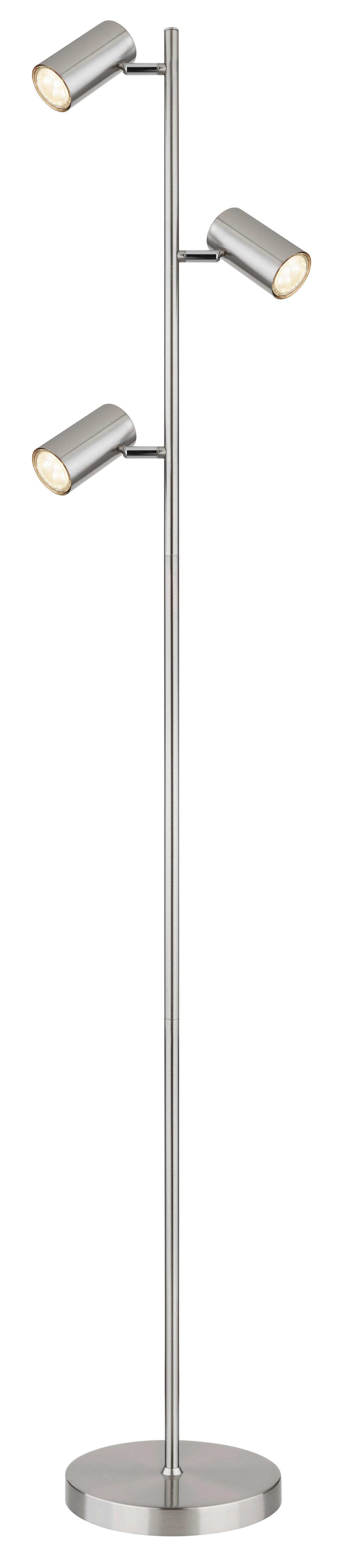 Stehlampe Nickelfarben verstellbare Spotlights - Nickelfarben, Design, Metall (25/23/154cm) - Globo