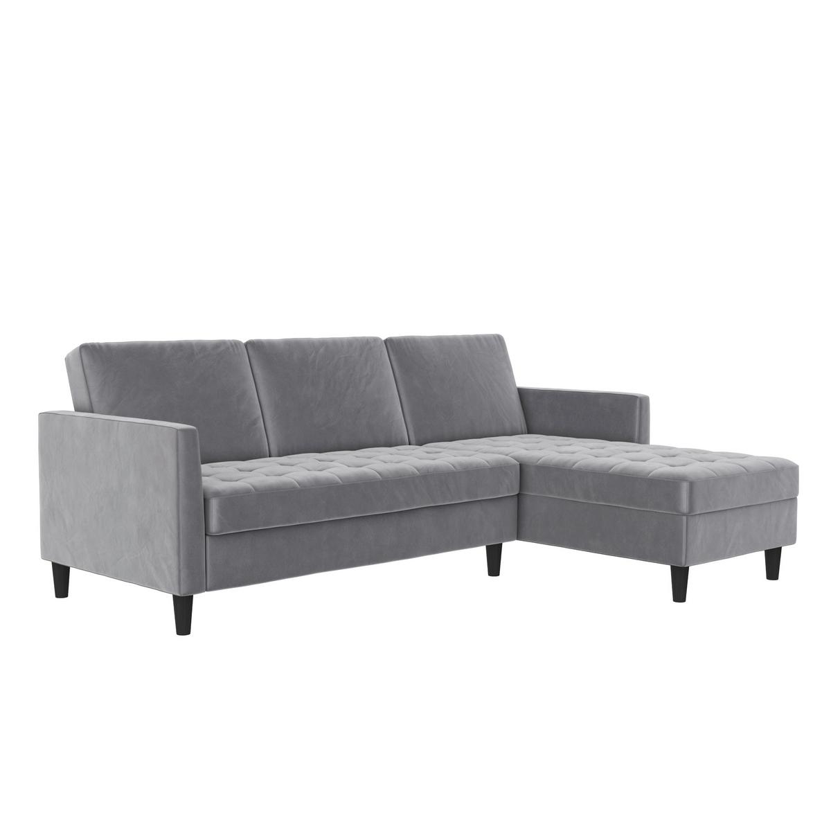 Ecksofa Palermo Grau, mit Stauraum - Schwarz/Grau, Basics, Textil (213/154cm) - Livetastic